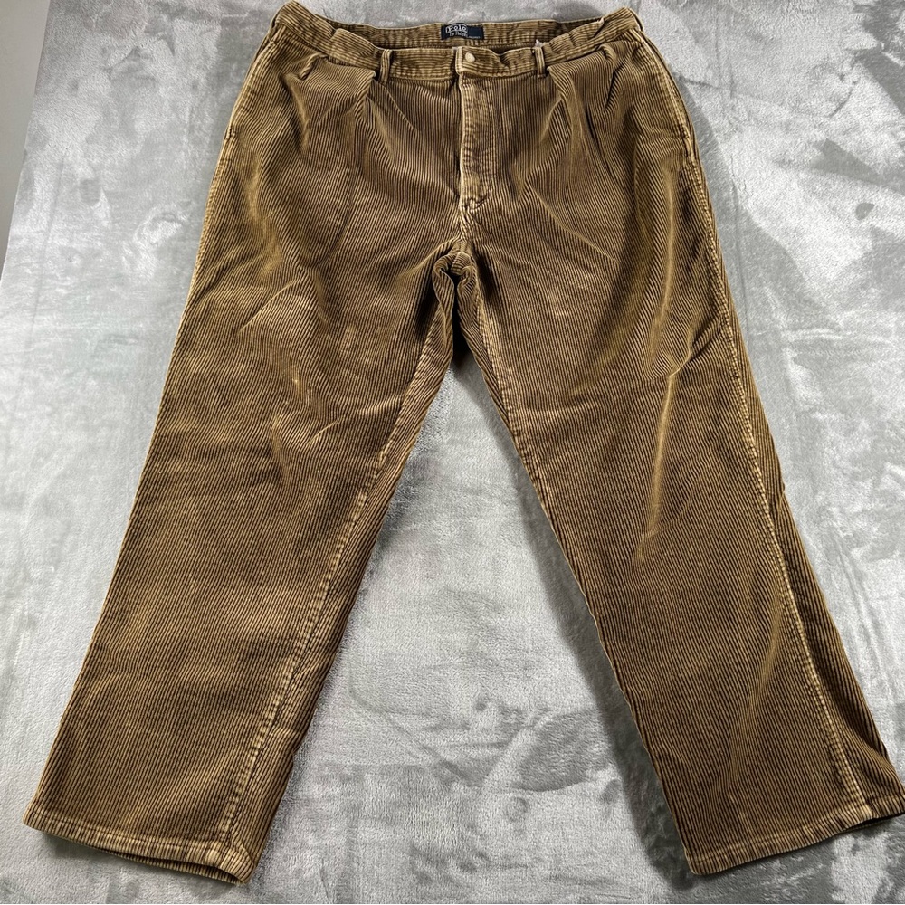 Polo Ralph Lauren Pants Mens 42/30 Corduroy Tan Brown Cotton Flat Front VTG Y2K